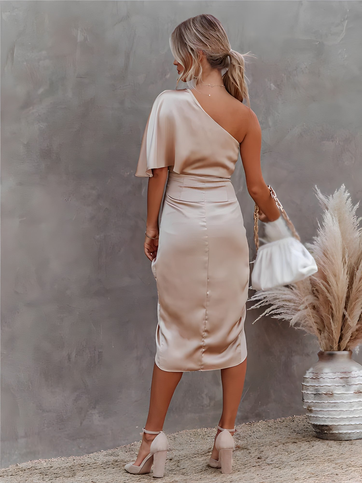 Amira Asymmetrical One-Sleeve Party Dress