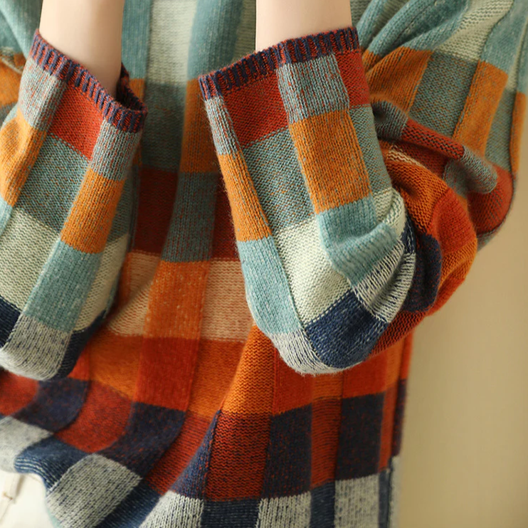 Soft Wool Turtleneck Sweater With Melange Color Accents - New Family Finds