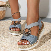 Calista Wedge Heeled Sandals Blue