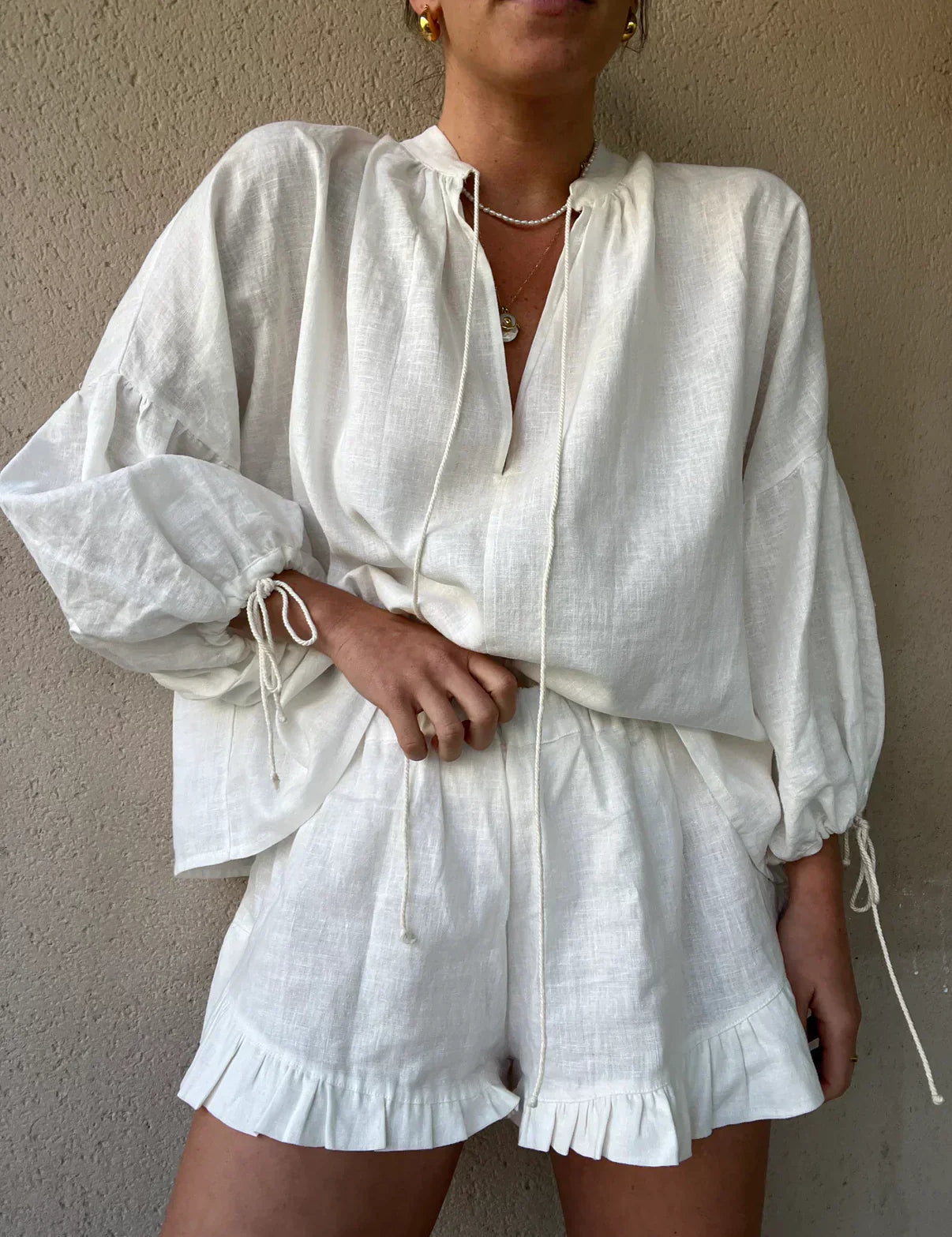 Romina Summer Two-Piece Set for Effortless Style and Comfort White