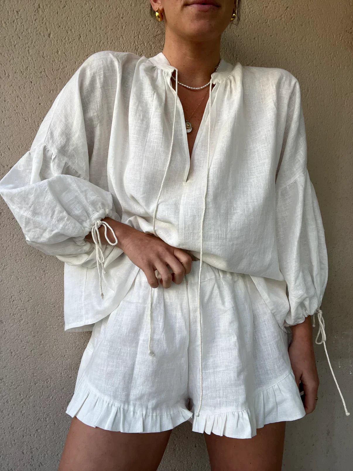 Romina Summer Two-Piece Set for Effortless Style and Comfort White