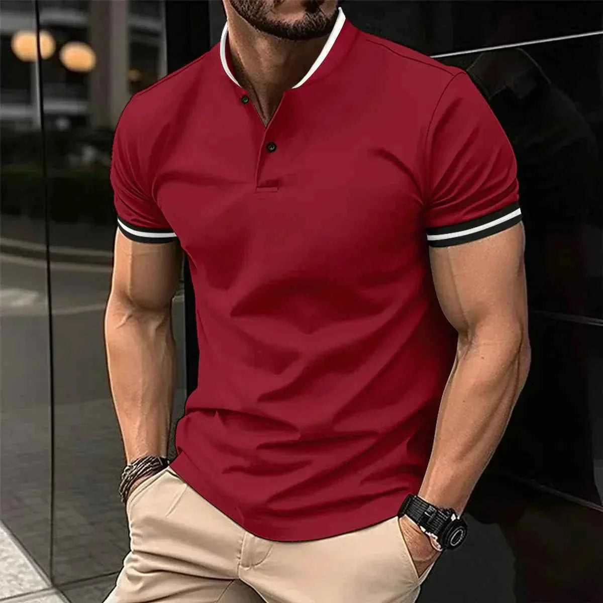 Jonas Polo Shirt Stand Up Collar Casual Athletic Wear Red