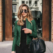 Elegant Italian Leather Jacket for Women Classic Style - New Family Finds