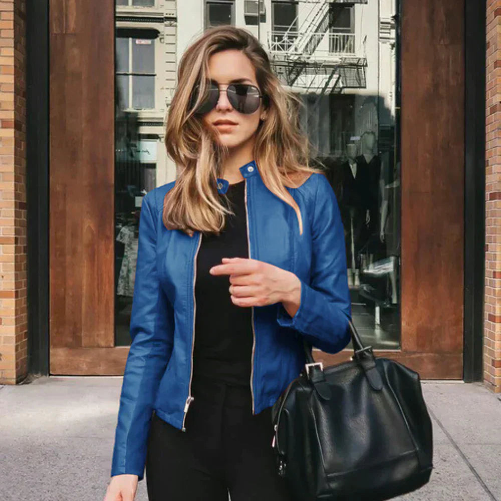 Elegant Italian Leather Jacket for Women Classic Style - New Family Finds
