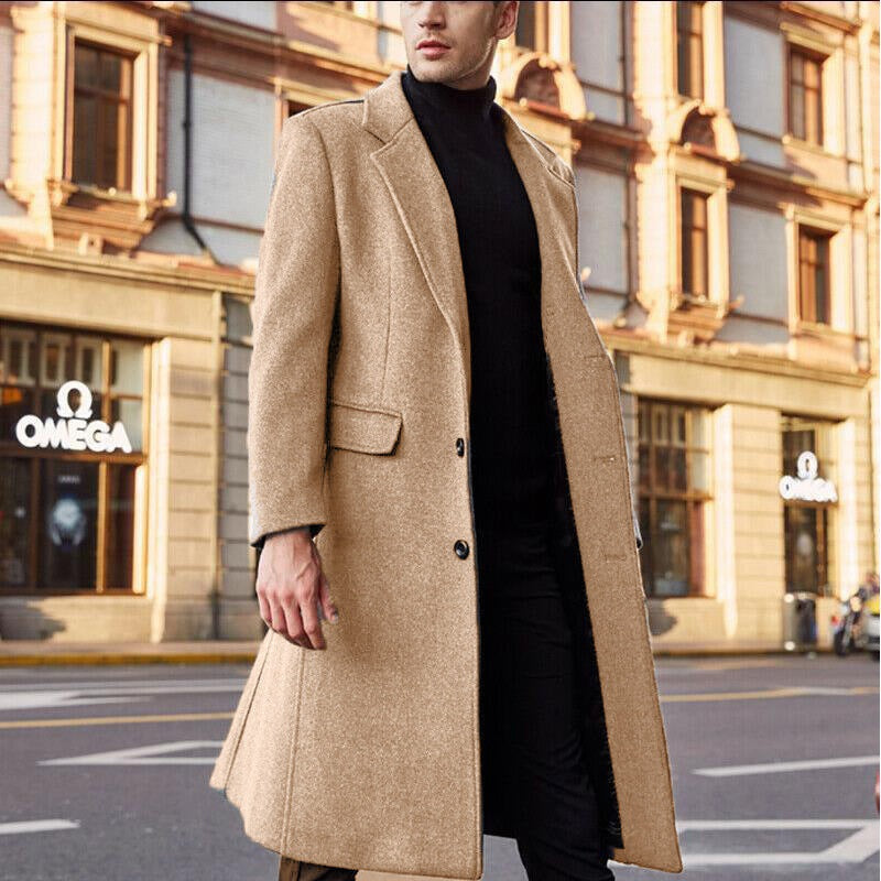 Jannik - Men's Wool Winter Overcoat Khaki