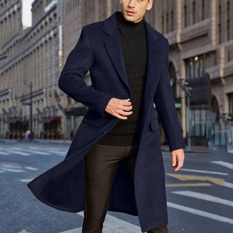 Jannik - Men's Wool Winter Overcoat Blue