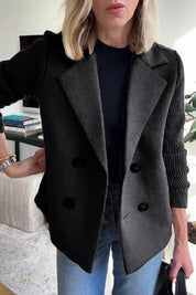 Elegant Knit Sleeve Blazer For Work And Casual Wear - New Family Finds
