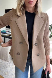 Elegant Knit Sleeve Blazer For Work And Casual Wear - New Family Finds