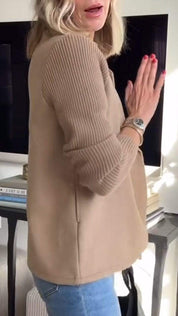 Elegant Knit Sleeve Blazer For Work And Casual Wear - New Family Finds