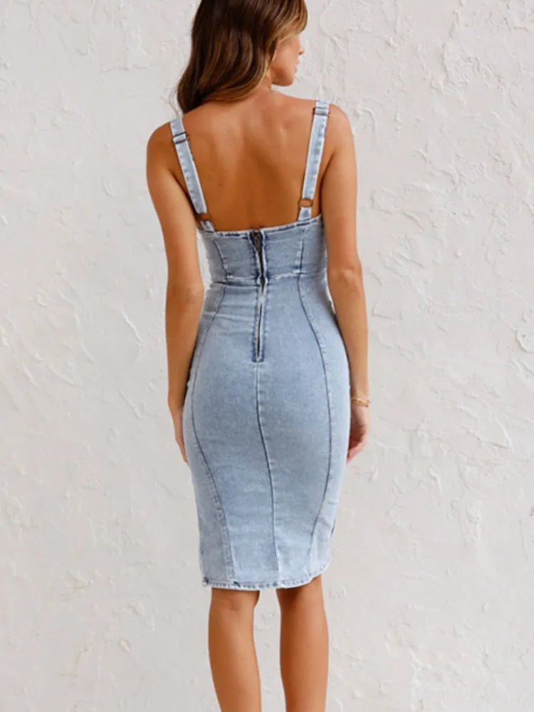 Annelise Figure-Hugging Denim Dress