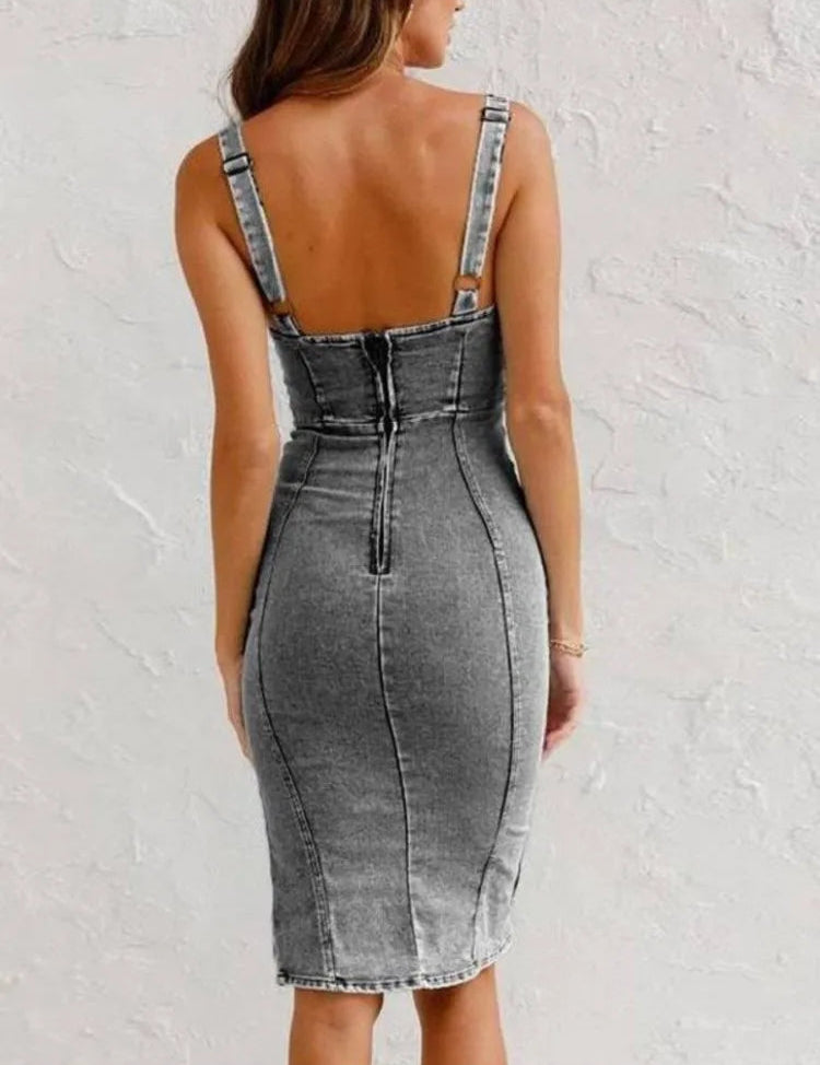 Annelise Figure-Hugging Denim Dress