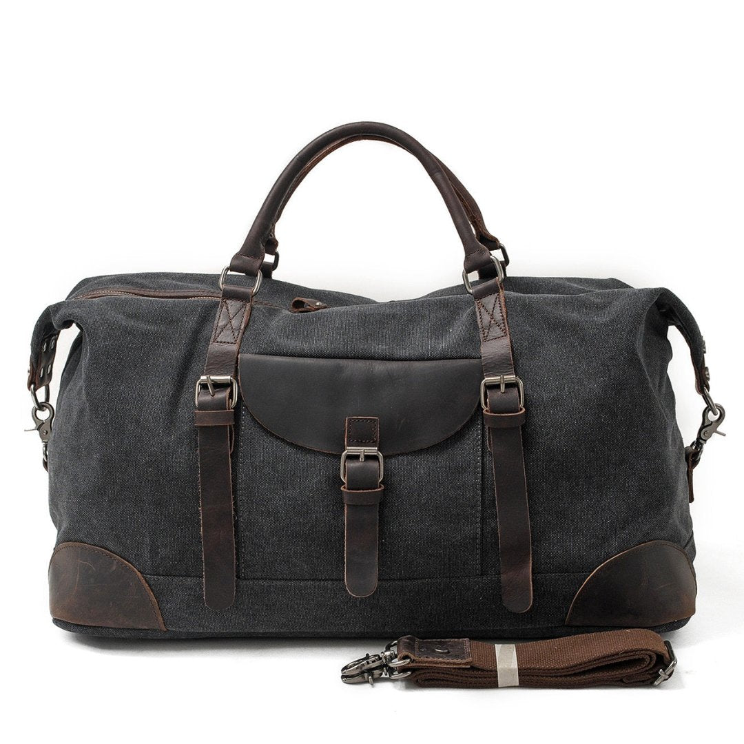 Wallace - Extra Spacious Vintage Overnight Bag Black One Size