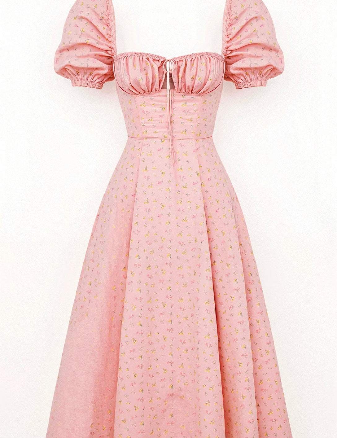 Square Neckline Daniela Midi Dress Pink