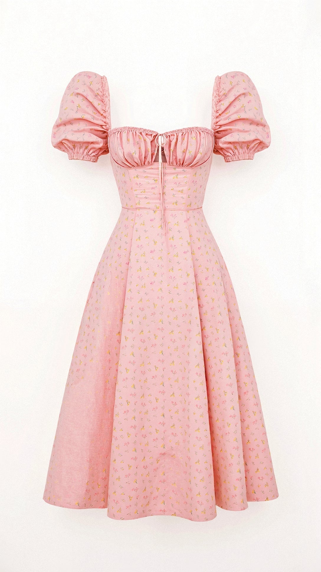 Square Neckline Daniela Midi Dress Pink