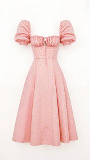 Square Neckline Daniela Midi Dress Pink
