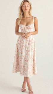 Kiana Corset Midi Dress for Elegant Style and Comfort Pink