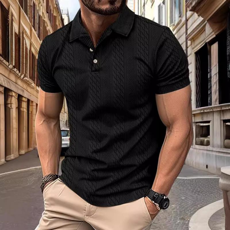 Button Placket Andre Polo Shirt Black