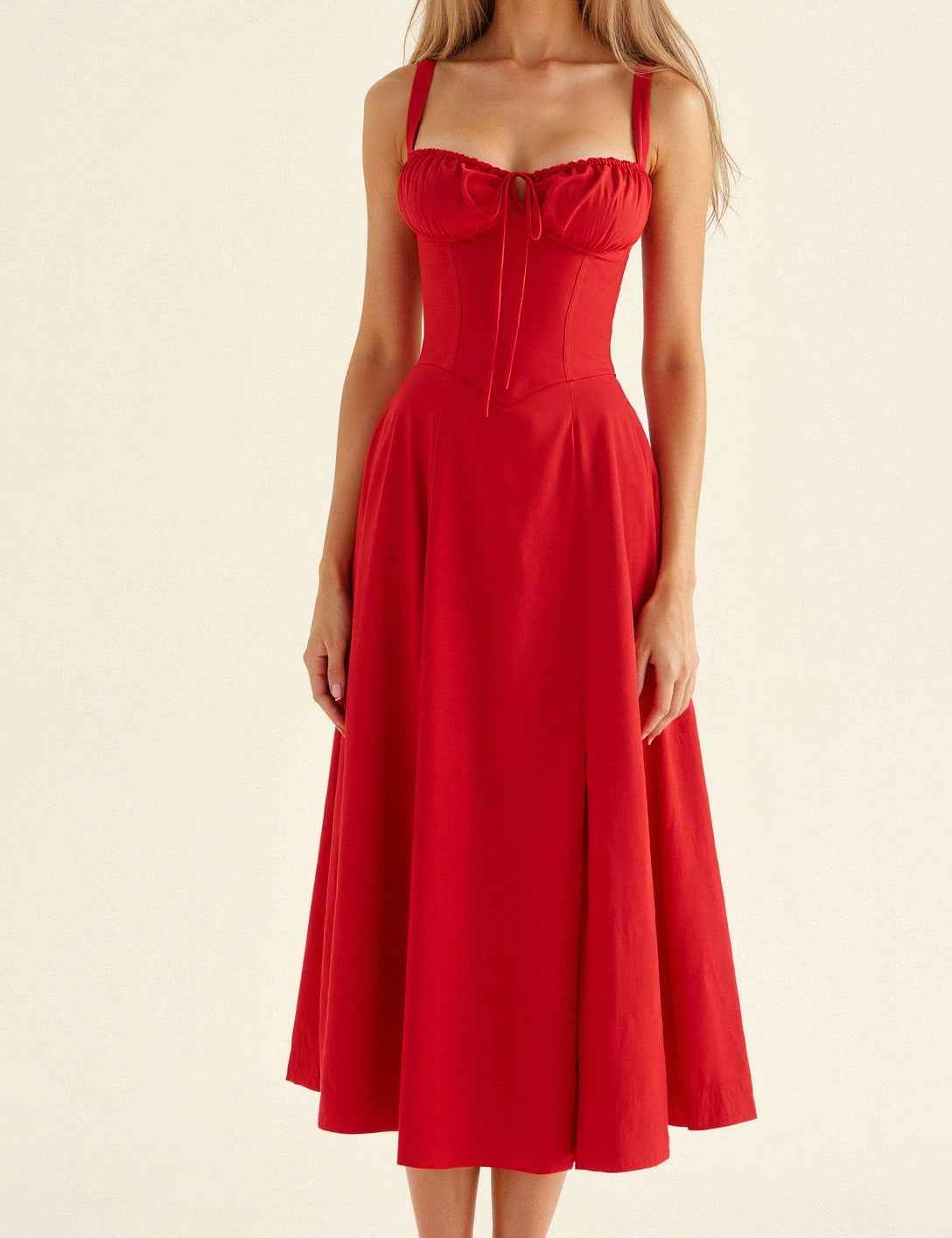 Kiana Corset Midi Dress for Elegant Style and Comfort Red