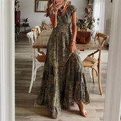 Noa - Short Sleeve Boho Dress Coffee