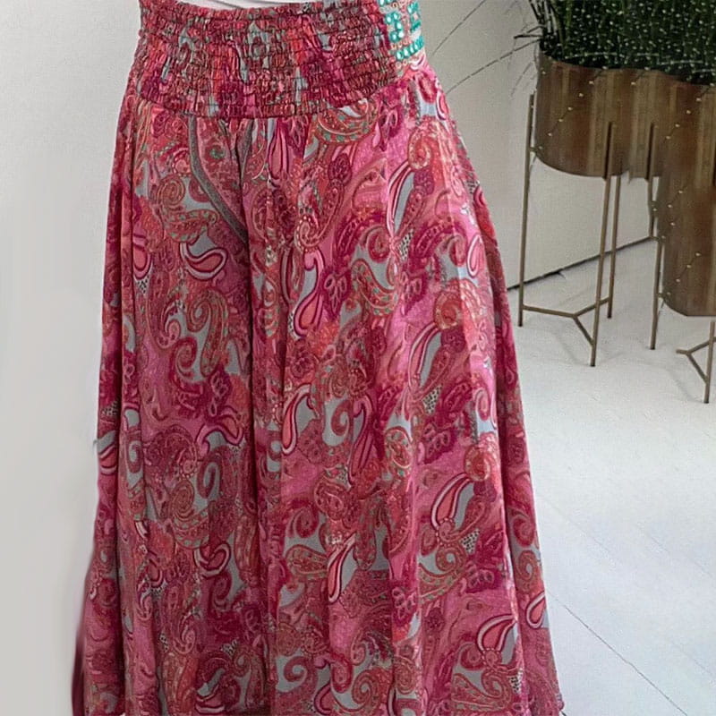 Tabea - Bohemian Maxi Trousers with Ethnic Paisley Print