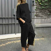 Casual Cotton Linen Two Piece Set Breathable Relaxed Fit