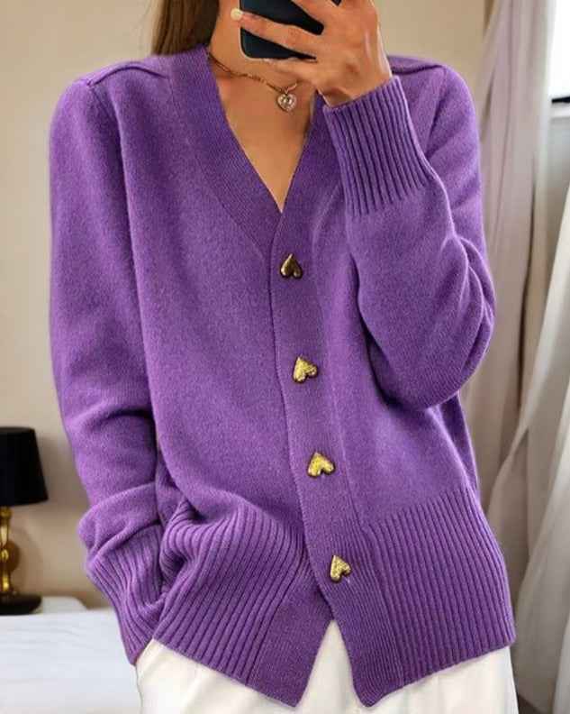 Heart Button Cardigan for All Day Comfort and Style