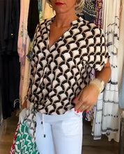 Miley - Printed Casual Blouse Black