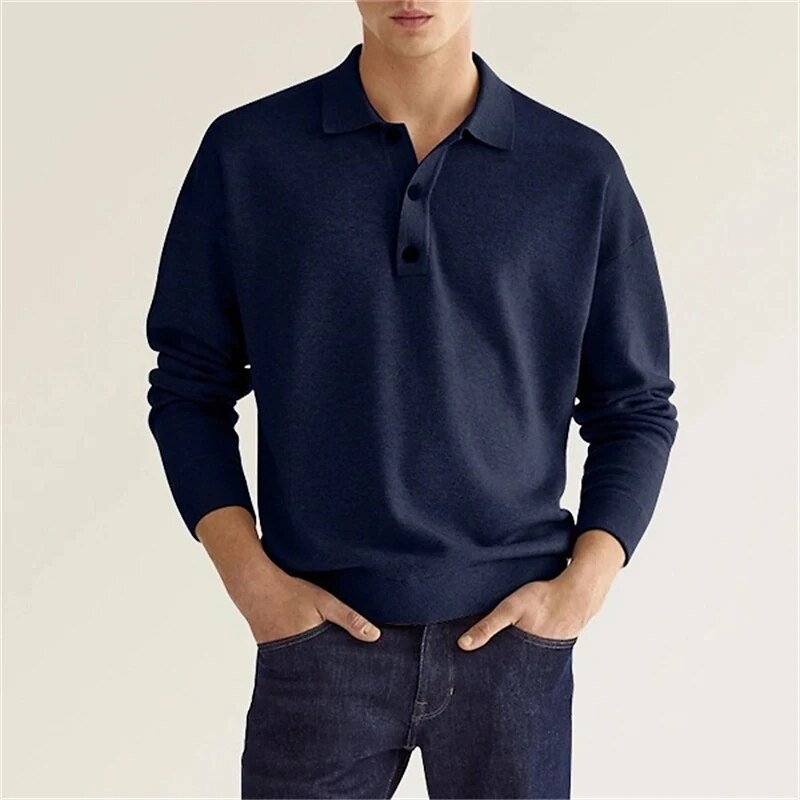 Elias Long Sleeve Polo Tee Blue