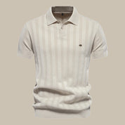 Valentin Button-Up Knitted Polo Shirt Beige