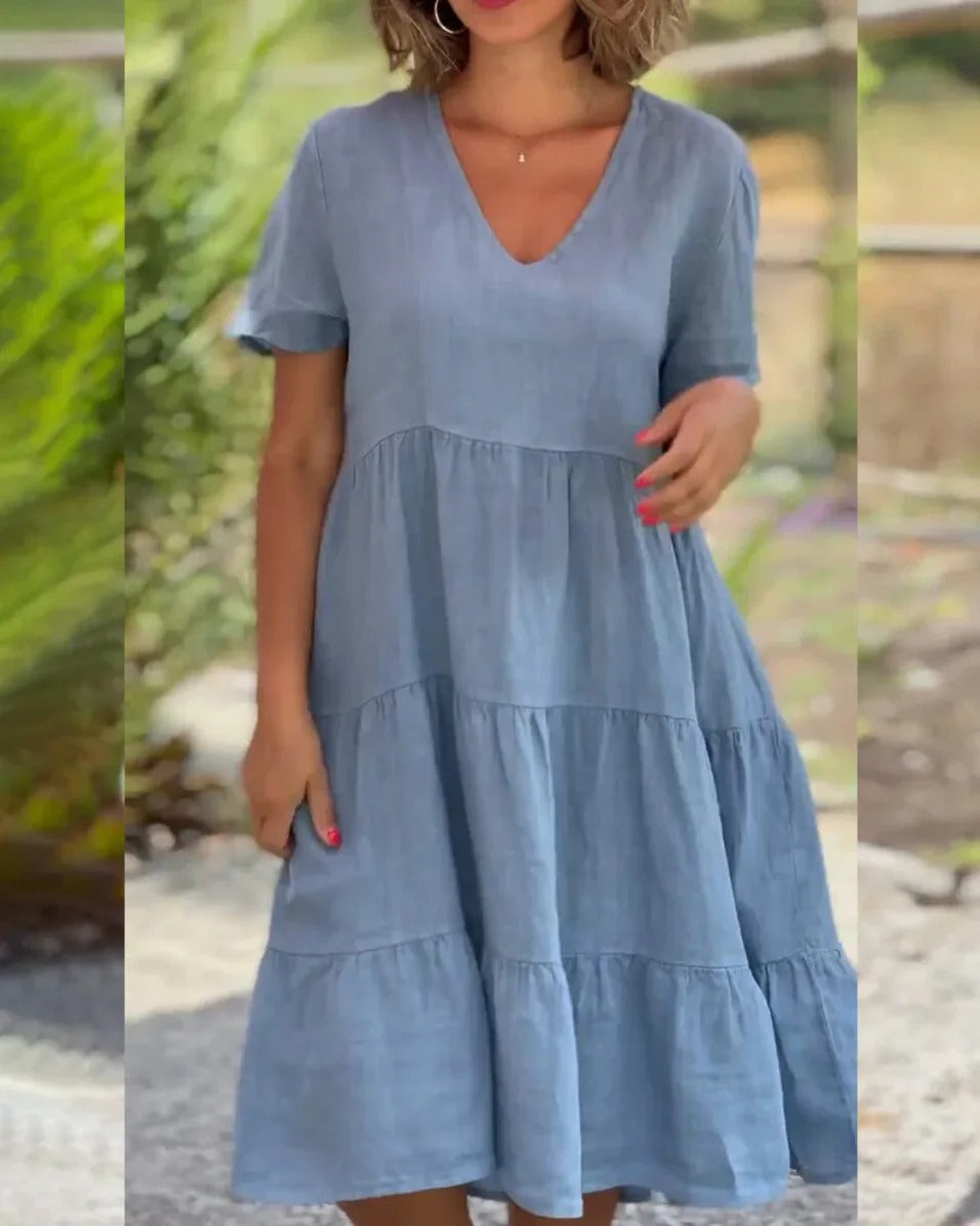Rieke - Breathable Short Sleeve Midi Dress Blue