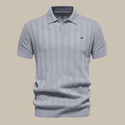 Valentin Button-Up Knitted Polo Shirt Gray